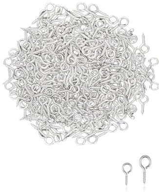 Small Screw Eye Pins - 200PCS Silver Small Metal Eye Pins - mini Screw Eyelets - Eyes Pin Hook - for Jewellery Making(8mm+10mm)