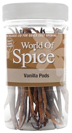 World of Spice Madagascar Bourbon Vanilla Beans Grade A200g Jar – Premium Fresh Dried Vanilla Pods for Baking, Desserts – Gourmet Spices for Home Cooks, Professional Chefs & Commercial Kitchens