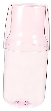 ULTECHNOVO 1 Set Borosilicate Glass Water Jug Set with Cup Elegant Household Carafe for Bedside Use for Juice and Refreshments Heat Resistant Desktop Water Container Pink