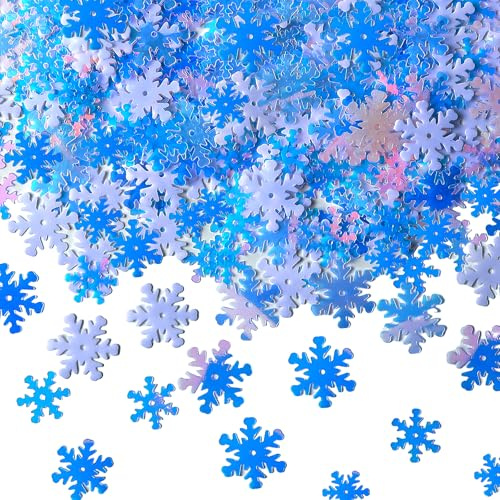 MARFOREVER Schneeflocken Deko Konfetti, Schneeflocken Streudeko Weihnachten Glitzer Weihnachtsdeko Confetti Glitzer Konfetti Schneeflocke Tischdeko für Weihnachten Geburtstag Neues Jahr Party