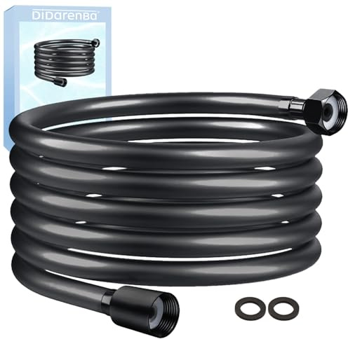 Tubo doccia nero 2,5m pvc flessibile connessione universale antitorsione 2.5 metri 250cm