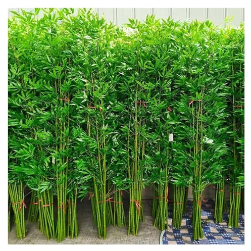 JFUTD Bamboo outdoor privacy screen Large Artificial Bamboo Plants Trees, 3ft 4ft 5ft 6ft 6.5ft Tall, Artificial Fake Bamboo Plant with Leaves(10 Pack,2m/6.5ft Tall)
