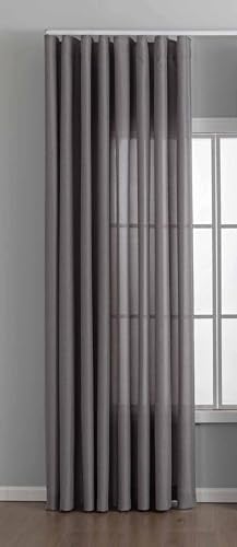 Gardinenbox Vorhang Cationic mit Wellenband »Wien« HxB 245x300 cm Grau 1:2 Wellenband Bleibandabschluß Knitterarm Wellenfall 2025110