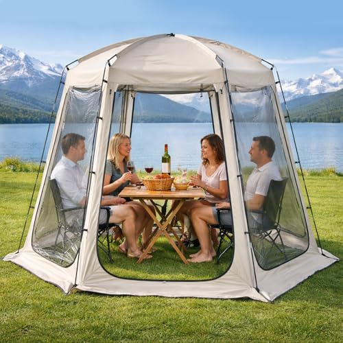 Teabelle Pop up Bubble Tent, 4-6 Person Gazebo Screen House Room, Waterproof Outdoor Tent with Floor Mat & Top Cover, Garden Dome Igloo Camping Shelter for Patio, Backyard