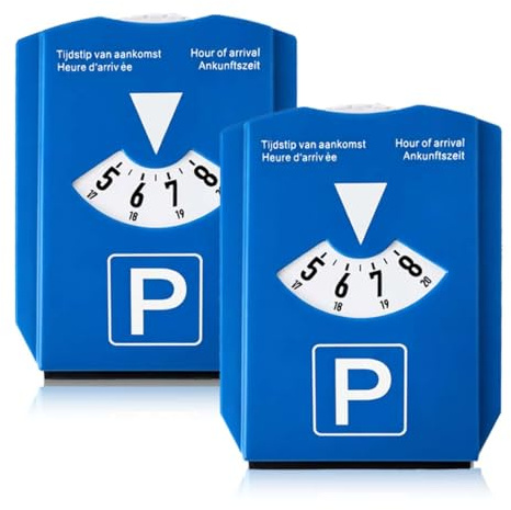 Quesuc 2 Pezzi Disco Orario Disco Di Parcheggio Per Auto, Utilizzabile Come Raschietto Per Ghiaccio, Per Auto E Moto (Blu, 15.4X12.4X0.8 Cm)