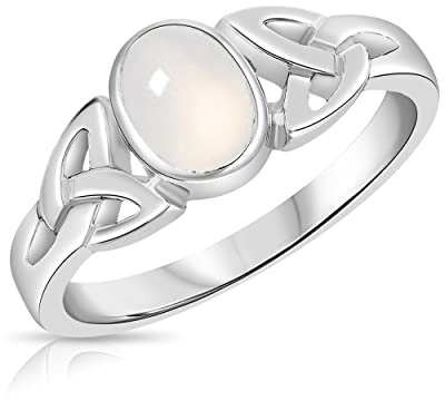 DTPsilver® 925 Sterling Silber Ring - Keltische Dreifaltigkeitsknoten - Keltische Kollektion - Mondstein