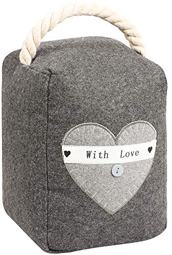 Door Stop Grey 1.4kg Doorstop Embroidered Fabric Heart Spring Summer Door Stopper