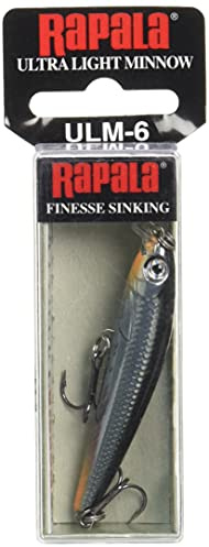 Rapala Unisex-Adult Ultra Light Minnow Angelköder mit Spezieller Tauchschaufel-Süßwasser Spinnköder-Lauftiefe 0,6-0,9m-Fischköder 6cm, 4g-Hergestellt in Estland-Carbon, Standard