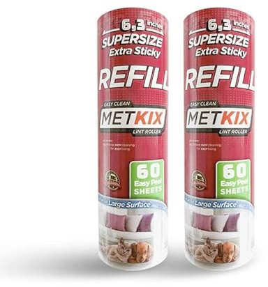 Metkix Refill for Metkix Supersize 6.3 inches Lint Roller 2 Packs Total 120 Sheets