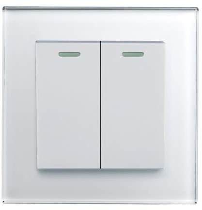 Retrotouch White Intermediate Light Switch (2 Gang/Plain) - SKU00214