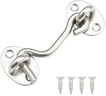 Jalan Cerrojos y pestillos para Puertas, Gancho para Cabina de Silent Holder, Acero Inoxidable, 75 mm, Plateado