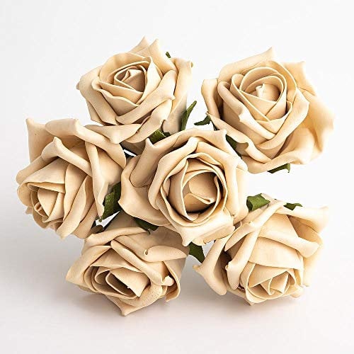 Italian Options Colourfast Artificial Foam Rose Flowers Wedding Bouquet, 5cm, Vintage Gold