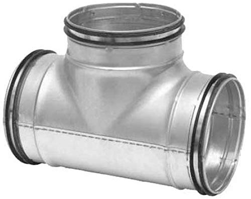 i-sells 100mm to 100mm Galvanised Equal Duct T-Piece with Rubber Seal | Fits inside fittings such as spiral ducting, Galvanised metal construction