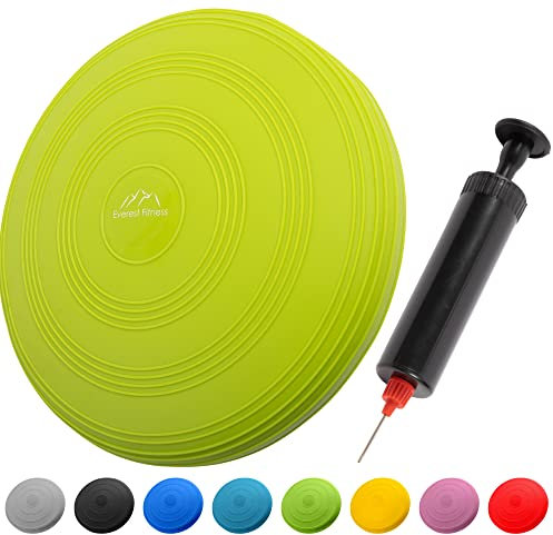 EVEREST FITNESS Balance Kissen - Luftkissen mit 33 cm Durchmesser - Ballsitzkissen zur Stärkung der Balance - Orthopädisches Sitzkissen zur Linderung von Rückenschmerzen, Balance Pad – grün
