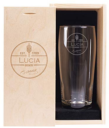 Angolo del Regalo Bicchiere da Birra Personalizzata con Cofanetto - Label