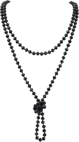 Firstmeet Fashion Glass Beads Rope Knot Long Bead Necklace Versatile 60 Strand Costume Jewelry for Women