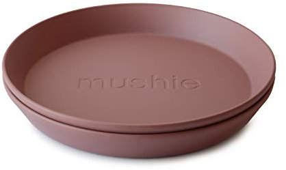 mushie Platos Redondos para Niños | Set de 2 | Reutilizables libres de BPA | Aptos para lavavajillas y microondas | Fabricados en Dinamarca | Woodchuck