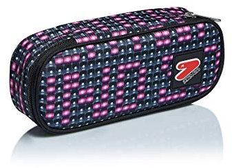 SEVEN Federmäppchen, Mäppchen, Federtasche für Schreibwaren, Mädchen&Jungen, Schule und Gymnasium, Teenager, schwarz/rosa gepunktet, LEDWALL