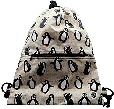 Plan B, Kordelrucksack, Pinguin, 40 x 30 cm, 1 Tasche mit Reißverschluss, Beige mi Cartoon