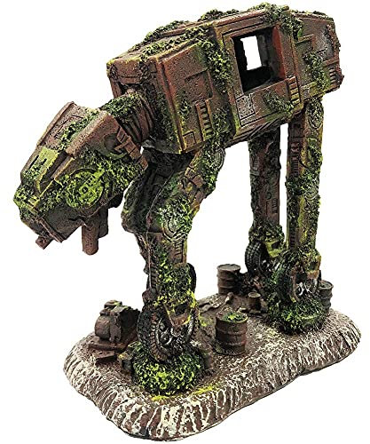 SLOCME Aquarium Dekoration Groß at-at Imperial Walker für alle Terrain gepanzerter Transport Dekorationen – Kunstharz Roboter Ornament