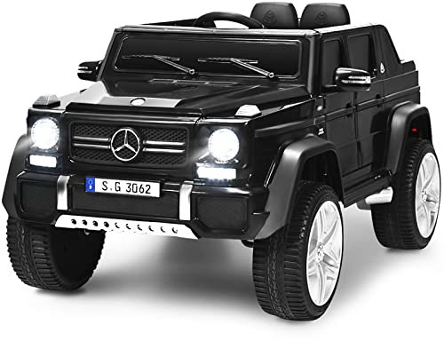 COSTWAY Kids Ride On Car, Licensed Mercedes Benz 12V Battery-powered Electric Vehicle Toy with 2 Motors, Remote Control, Lights, Horn, Music, Suspension Wheels for Boys Girls (Black)