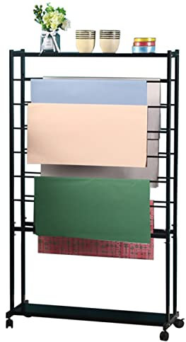 Geschenkband Regal, Schleifenband Halter Einzelhandel Geschenkpapier Display Halter, Schwarz Spender Für Bandgarn Mit Rädern Und Regal, Doppelseitige Boden Halstuch-Organisator Jeans Hose Regal (Colo