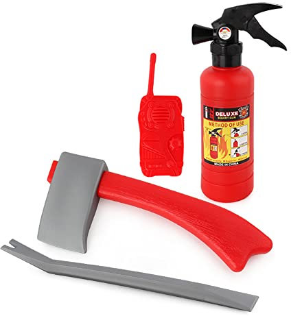 Giocattolo da pompiere per bambini, accessorio per vigili del fuoco, estintore, set con costume da vigile del fuoco, pistola ad acqua, ascia e casco dei pompieri, giocattolo per bambini a partire dai