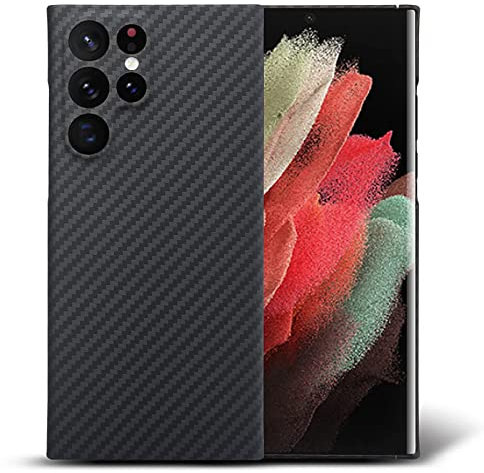 Sisyphy Superdünne Schutzhülle für Samsung Galaxy S23 Ultra 6,8 Zoll, echte Aramidfaser-Schutzhülle, weiche Haptik, stabile und langlebige Carbonhülle, Snap-on Back Cover kabelloses Laden freundlich