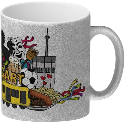trendaffe Glitzer-Kaffeebecher mit Wimmelgrafik Stuttgart Motiv