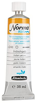Schmincke - NORMA® Blue, 21248009, feinste wasservermalbare Künstler-Ölfarben, höchstpigmentiert, lichtecht, vegan, Indischgelb - 35 ml