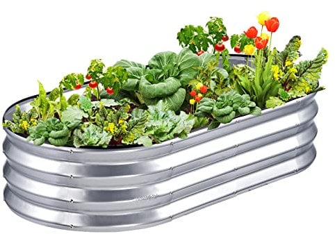 VEVOR Fioriera Rialzata da Giardino Esterno in Metallo Zincato 122,5x62,5x28 cm per Coltivazione di Piante Orto Erbe, Letto Orto Rialzato da Giardino Aiuola Sopraelevata per Piante, Ortaggi Arbusti