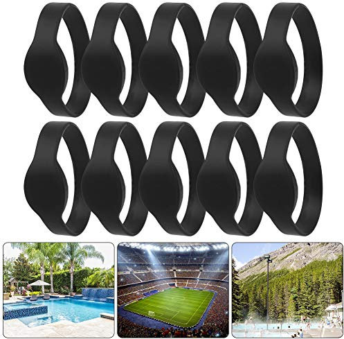 10 Stück 13,56 MHz RFID, Silikonarmband, Wasserdichtes IC-RFID-Armband, Armband, Karte für Schwimmbad, Sauna, Zimmer, Gelb (Schwarz)