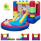 GOPLUS Castillo Inflable con Soplador de 450 W, Estructura Inflable con Trampolín y Piscina y Bolas Oceánicas, Regalo para 2 Niños de 3 a 10 Años Hasta 90 kg