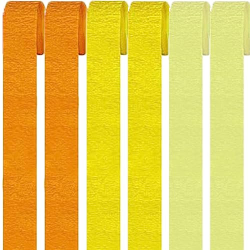 6 Rollen Bunt Krepppapier,Regenbogen kreppbänder Hintergrund Luftschlangen Papier Rainbow Crepe Paper Bastelkrepp für Party Dekoration und Handarbeiten Papierkunst (Orange+2 Stile Gelb)