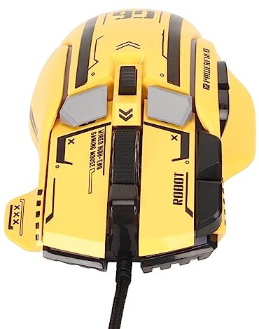 Souris de Jeu Filaire, Souris de Jeu PC 10 Boutons programmables à Six Vitesses, 12800 DPI, 13 Modes d'éclairage RVB, câble de 5,7 m, rebondissement Rapide, Souris RVB (Jaune)
