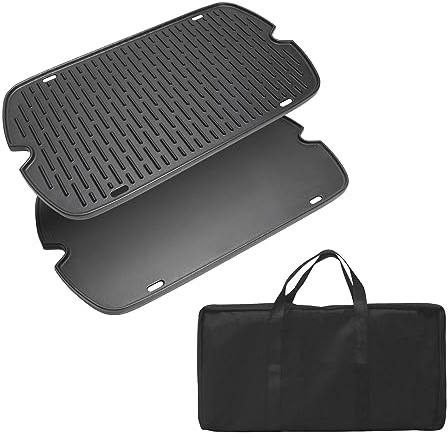 SafBbcue Gusseisen Kochpfanne für Weber Traveler Portable Series Gasgrill, Grillplatte für Weber 9010001 9011701 9013001 9020001 9030001 9030001 Traveler Portable Grill, Grillplatte mit Tragetasche