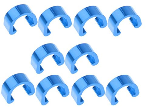 Tiuimk 10Pcs Blue Mountain Bike C-Clip U-Clip Cable Guides - Aluminium Hose Clips for MTB, Road Bicycles