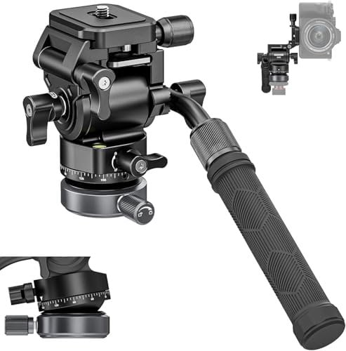 NEEWER Testa Fluida per Treppiede con Base Livellabile ±10°(Dia.43mm) Interruttore di Ripresa Verticale/Orizzontale, Testa per Treppiede Compatta in Metallo Pan Tilt + Piastra Arca QR, Max.4kg, GM30