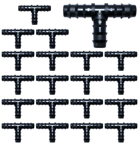RYXZEN 20 Stück Gardena T Stück 1/2 zoll Schlauch Verbinder T-förmiger Schlauchverbinder Gartenschlauch Verbindungsstück für 16mm Tropfschlauch Bewässerung System Blumen, Pflanzen, Rasen, Landschaft