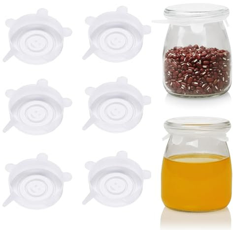 KHDULQ 6Pcs Silicone Lids, Reusable Food Covers, BPA Free Silicone Lids, Silicone Stretch Lids, Universal Silicon Lids, Keep Food Freshing, for Microwave, Freezer and Dishwasher Safe