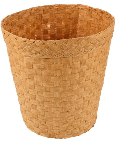 Zerodeko Panier à linge en osier - Corbeille à papier tressée ronde en bambou - Poubelle en papier de saule - Pour la maison, la chambre à coucher, la salle de bain, la cuisine, le bureau