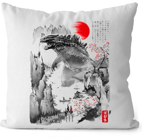 style3 Gojira Ink Kissen mit Füllung 40cm Baumwolle Japan Monster Nippon Tokio Tokyo