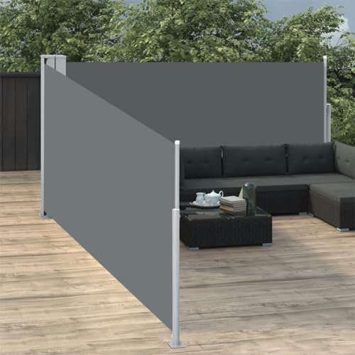 MNISDFL Sichtschutz Balkonschutz Sichtschutz Balkon Windschutz Sichtschutz Ausziehbare Seitenmarkise Anthrazit 100 x 1000 cm