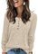 ABINGOO Damen Pullover Lässige Sweater Leichtes Henley Shirt Rundhals Herbst Strickpullover Einfarbig Langarm Locker Basic Tunika Tops(Beige,M)