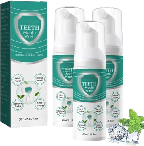 Zahn-Mundspülung löst alle Mundprobleme, Kräuteraufhellung Mundreparaturschaum, Zahnaufhellungs-Mousse Mundspülung, Tiefenreinigung, frischer Atem, 60 ml (3 Stück)