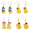 4 Paar stilvolle gelbe Enten-Ohrringe, inspiriert, baumelnde Ohrringe, bunte Anhänger, Ohr-Accessoire für Damen, Silikon