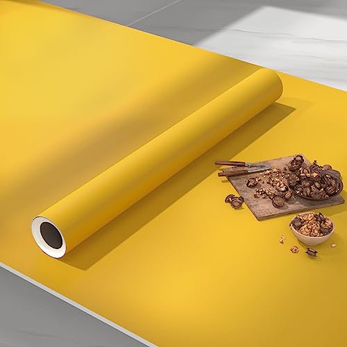 Fvlow Papier peint autocollant jaune pour meubles - Film adhésif pour meubles - Film autocollant - Pour cuisine, chambre à coucher, salon - 40 cm x 500 cm