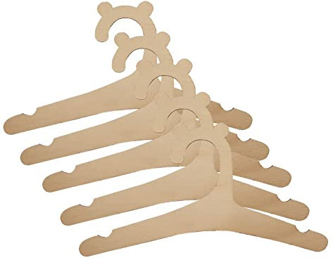 Feaolala Kleiderbügel Kinder 5 Baby Kleiderbügel aus Holz rutschfeste Kinderkleiderbügel Baby mit Kerben Cartoon Kleiderbügel Kinderr Kinderkleidung Babykleidung (5 STK)