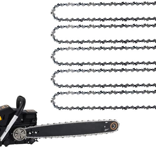 Confezione da 5 catene di ricambio per motosega da 45,7 cm, 62 maglie di trasmissione, calibro 127 cm, passo 3/8, compatibili con Ryobi, Kobalt, Echo, Poulan, Craftsman e molto altro ancora