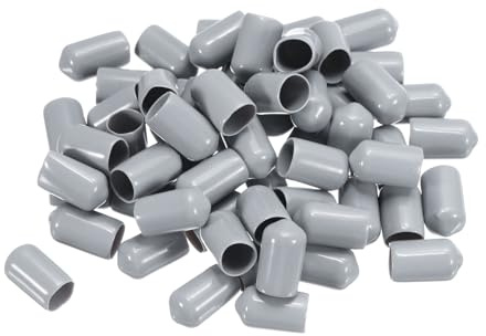 sourcing map 100pcs Rubber End Caps 9.5mm(3/8) ID Screw Protectors Grey